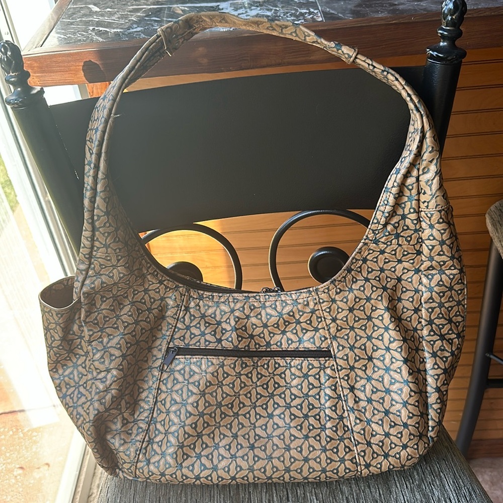 Beautiful flower print leather bag